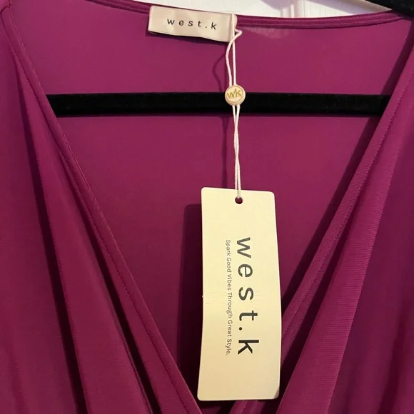 Purple Flutter Sleeve V-Neck Dress - Picture 2 of 5